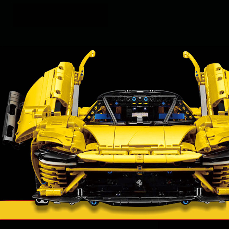 Custom 43143 Technic Yellow Ferrari Sports Car 3 - WANGE Block