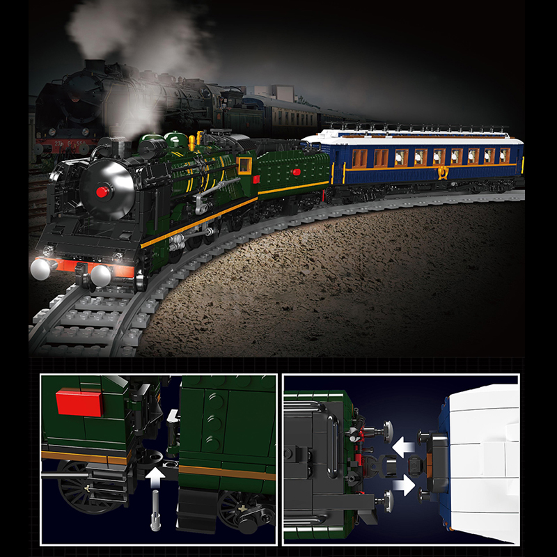 MOULD KING Technician 12025 Orient Express-French Railways SNCF 231 Steam  Locomotive Train With Motor