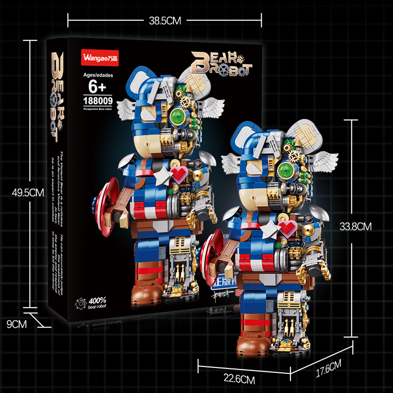 Wangao 188009 Captain America Semi Mechanical Bear Brick 5 - WANGE Block